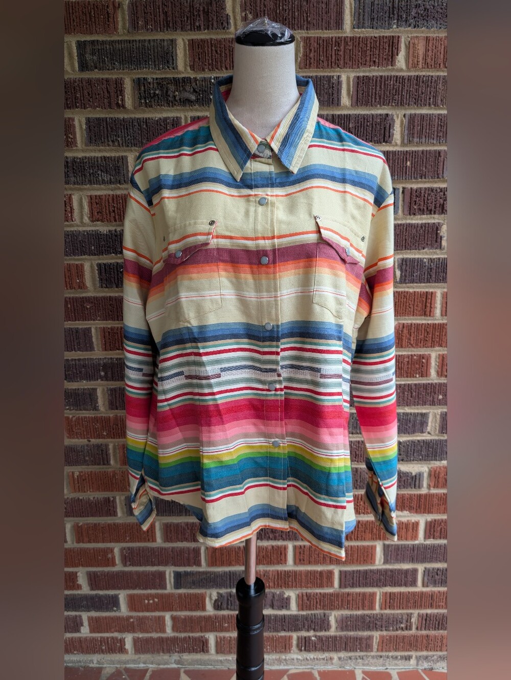 Tasha Polizzi for T.P Saddleblanket & Co Vaquero Serape Stripe Western Shirt XL